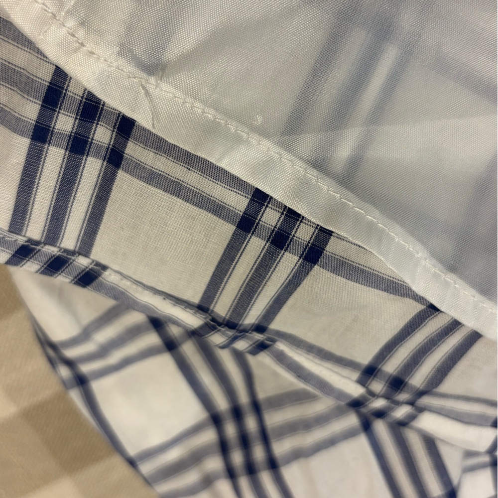 NWT White/Navy Blue Plaid Checkered Ruffle Mini Dress - Picture 10 of 11